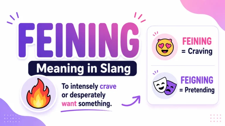 Feining meaning in slang,
