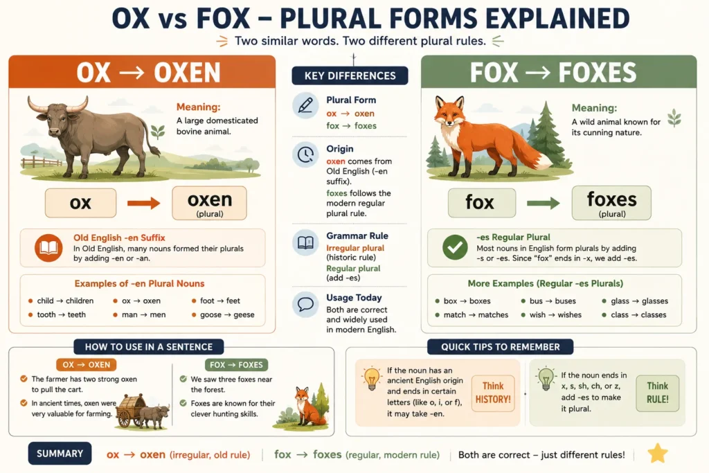 Plurals of Ox and Fox