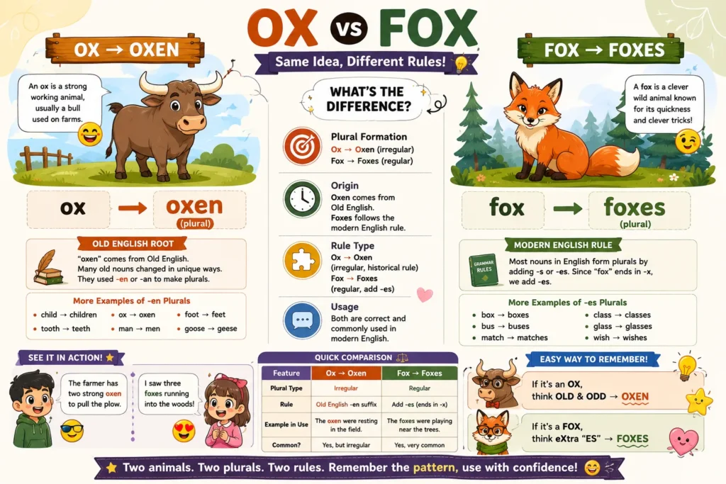 Plurals of Ox and Fox