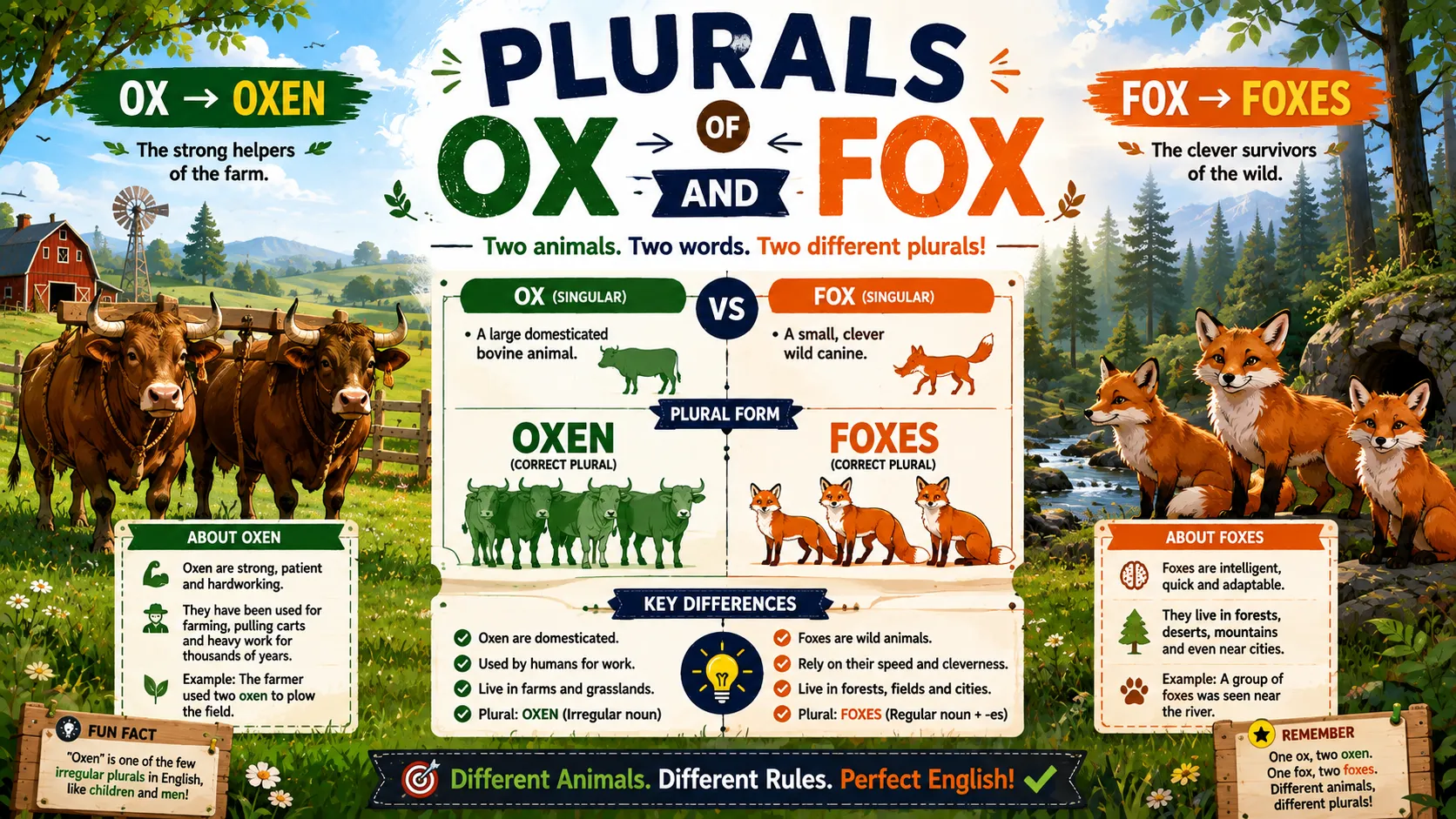 Plurals of Ox and Fox